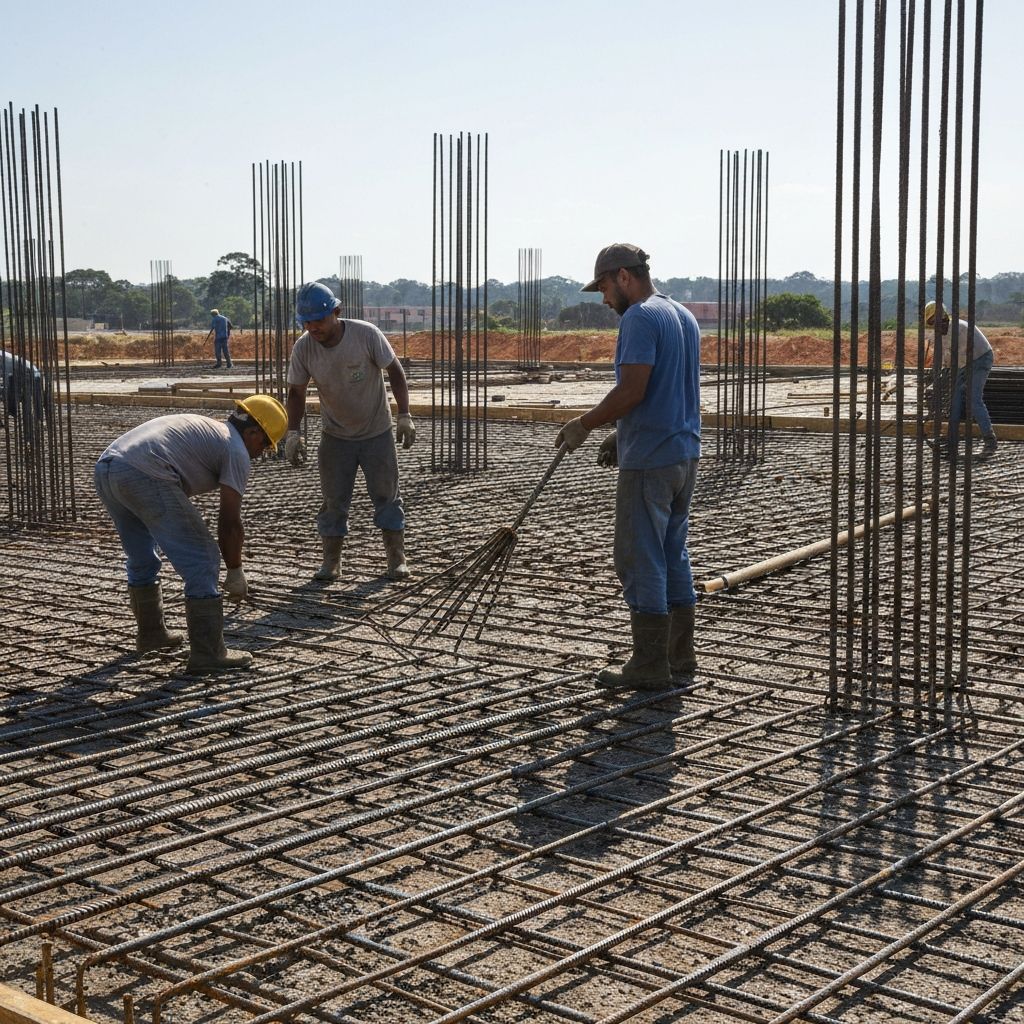 Montagem de laje com forma e ferragem, armação de aço para construção civil
